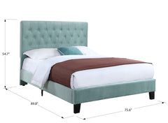 Blue Cal King Upholstered Bed