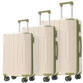 Luggage Sets 3 Piece, Expandable Hard shell ABS Suitcases with Double Spinner, Travel luggage Set with TSA Lock (20/24/28inch, White Green)