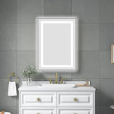 24 x 32 Inch LED Bathroom Mirror with Front and Backlight, Wall Mounted Vanity Mirror with Aluminum Frame, Anti-Fog, Memory, 3 Colors, Stepless Dimmable
