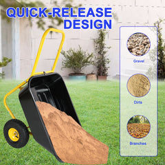 Two-wheeled barrow, garden cart, 10-inch pneumatic wheels(Yellow + Black)