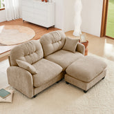 Cloud Sectional L-Shaped Couch With Ottoman,Soft Chenille Fabric,Tufted Cushion Backrest Design High-Density Foam,Fits Bedrooms Living Rooms Reading Nooks,Camel