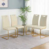 Modern PU dining chair Living room chair Upholstered chair, gold metal chair leg design, kitchen, living room, bedroom, dining room side chair (Set of 4)