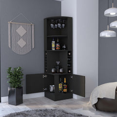Seattle Bar Cabinet, Eight Bottle Cubbies, Two Large Open Shelves