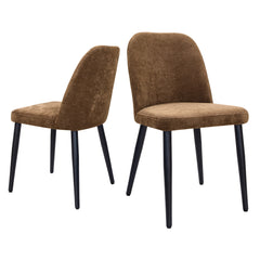 Dark Brown Fabric Identities Chair with Metal Legs, Armless Chair Set of 4 for Kitchen, Restaurant, Living, Meeting Room
