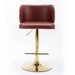 A&A Furniture,Swivel Barstools Adjusatble Seat Height, Modern PU Upholstered Bar Stools with the whole Back Tufted, for Home Pub and Kitchen Island(Wine Red, Burgundy, Set of 2)
