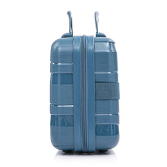 14"/20"/24"/28" 4 pcs/set in PP Spinner Wheel Luggage, Carry on Suitcase, Iron Pull Rod, Combination Password Lock, 14" Cosmetic Case (Blue)