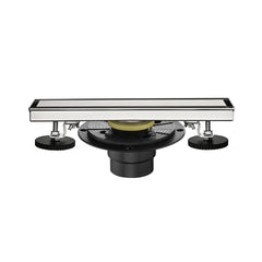 12 Inches Linear Shower Drain, Included Hair Strainer and Leveling Feet, Flange