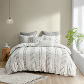 King/Cal King 3 Piece Cotton Jacquard Duvet Cover Set