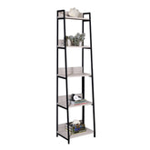 Natural and Black 5-tier Ladder Bookshelf