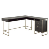 L-Shaped Desk with Large Desktop, Black finish
