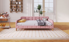 Full Size Upholstered Daybed with 4 Support Legs,Rubine