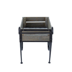 24.4x12.6x15.4" Rustic Black Trolley Cart Plant Stand, Planter