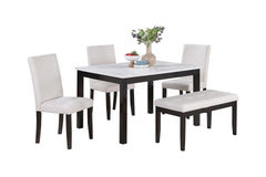 5 Piece Dining Set with Chairs and Bench in White
