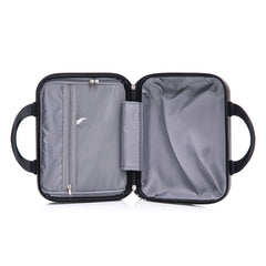 14"/20"/24"/28" 4 pcs/set in PP Spinner Wheel Luggage, Carry on Suitcase, Iron Pull Rod, Combination Password Lock, 14" Cosmetic Case (Black)