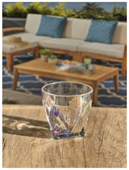 Rainbow Diamond Acrylic Glasses Drinking Set of 4 DOF (9oz), Plastic Drinking Glasses, BPA Free Cocktail Glasses, Drinkware Set, Drinking Water Glasses