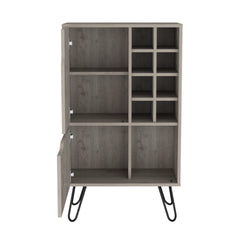 L Bar Cabinet Silhill, Eight Wine Cubbies, Two Cabinets With Single Door, Light Gray Finish