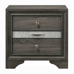 Contemporary Gray Finish Storage Drawers Nightstand Wooden Bedroom Furniture 1pc