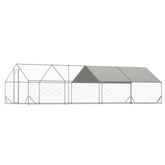 Large Metal Chicken Coop, Walk-in Chicken Run,Galvanized Wire Poultry Chicken Hen Pen Cage, Rabbits Duck Cages with Waterproof and Anti-Ultraviolet Cover for Outside(10' L x 26 W x 6.56' H)