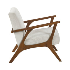 Contemporary Durable Stylish Accent Armchair 1pc Soft Beige Chenille Fabric Upholstery Living Room Furniture Solid Rubberwood Frame Chestnut Finish