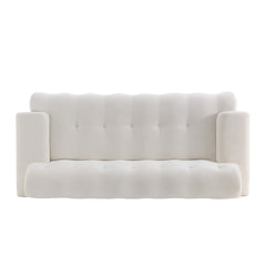88 in.Cloud 3 Seater Chenille Sofa with Button Tufted Comfy Upholstered Couch,Snow White
