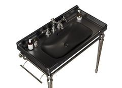 VICI 36" Bathroom Ceramic Basin with 3 pre-drilled hole, NO Cabinet and Faucet, Black