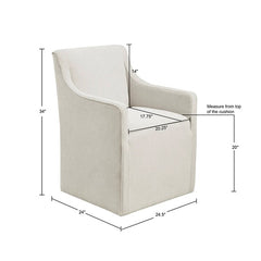 Skirted Dining Arm Chair with Casters