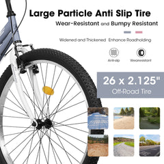 A26337 26 Inch Carbon Steel Frame Mountain Bike,21-Speed Dual V-Brake, Adult and Teens Bicycle for Mountain