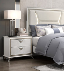 Antique White Finish Nightstand 2-Drawers Storage Modern Luxury Bedroom Furniture 1pc