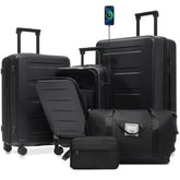 Luggage Sets 5 Piece with Front Opening, Hardside Expandable Carry On Suitcase Set with Double Spinner Wheel, Lightweight Travel Luggage with USB Port,TSA Locks(20"24"28")