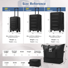 Luggage Sets 5 Piece with Front Opening, Hardside Expandable Carry On Suitcase Set with Double Spinner Wheel, Lightweight Travel Luggage with USB Port,TSA Locks(20"24"28")