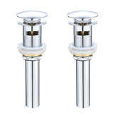 2 Pcs Bathroom Sink Drain with Overflow, Vessel Sink Lavatory Vanity Pop Up Drain Stopper, 304 Stainless Steel