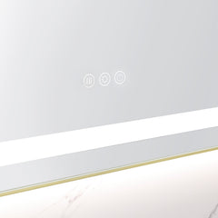 55 x 30 Inch LED Bathroom Mirror with Front and Backlight, Wall Mounted Vanity Mirror with Aluminum Frame, Anti-Fog, Memory, 3 Colors, Stepless Dimmable