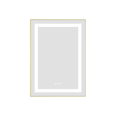 20 x 28 Inch LED Bathroom Mirror with Front and Backlight, Wall Mounted Vanity Mirror with Aluminum Frame, Anti-Fog, Memory, 3 Colors, Stepless Dimmable