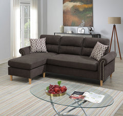 Reversible Sectional Set W/ 2 Accent Pillows in Tan