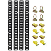 12PCS E Track Tie-Down Rail Kit, Trucks, Vans, Garages, Trailer Tie Down System,4 Pack 5ft Horizontal E-Track , 4 Pack Steel O-Ring Anchors,4 Pack Ratchet Straps