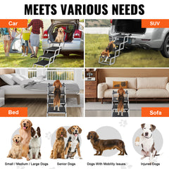 Dog Stair for Cars 4-step Folding Dog Steps Aluminum Loads up to 150 lbs