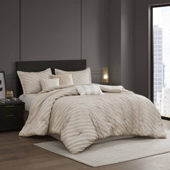 7 PCS Queen Comforter Set Beige
