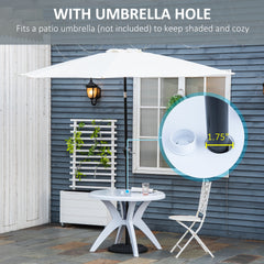 Outsunny 36.25" Dia Round Plastic Patio Table with Umbrella Hole, Outdoor Bistro Dining Table, for Bar, Garden, Backyard, Poolside, Yard, White