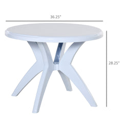 Outsunny 36.25" Dia Round Plastic Patio Table with Umbrella Hole, Outdoor Bistro Dining Table, for Bar, Garden, Backyard, Poolside, Yard, White