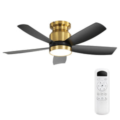 42 Inch Flush Mount Ceiling Fans with LED Light 18W and Remote Control 5 ABS Fan Blades for Bedroom Patio