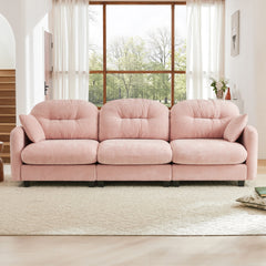 Three-Seate Modular Sectional Couch,Soft Chenille Fabric High-Density Foam,Tufted Cushion Backrest Design Ergonomic Design,Elegant Armrests,High Quality Wooden Base,Fits Bedrooms Living Rooms,Pink