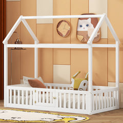 Twin size Loft Bed Wood Bed with Two Storage Boxes - Espresso