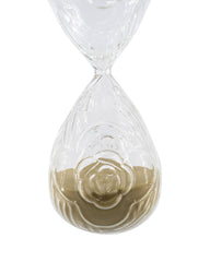 Set of 2 3.9x3.9x10" 45-Minute Clear Rose Embossed Hourglass, Black/Tan Sand