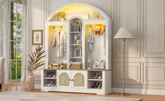 Multi-functional wardrobe/entrance wardrobe, equipped with shoe racks, clothes hangers and hooks. Wardrobe - A wardrobe is made of sturdy medium-density fiberboard with modern design and practical sto