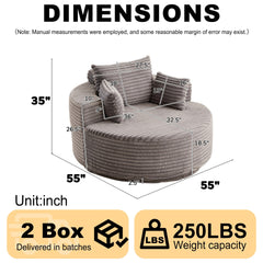 55''L Corduroy Foam Single Swivel Chair, Fluffy Modern Sleeper, 360 Degree Swivel Chair for Living Room, Bedroom, Lounge and Projection Room