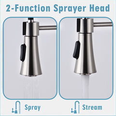 Brushed Nickel Single Handle Commercial Modern Spring High Arc Kitchen Faucet Water Filter System Bends as You Want