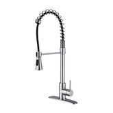 Brushed Nickel Single Handle Commercial Modern Spring High Arc Kitchen Faucet Water Filter System Bends as You Want