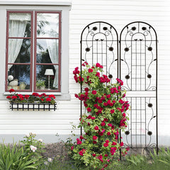 2 Pack Metal Garden Trellis 86.7" x 19.7" Rustproof Trellis for Climbing Plants Outdoor Flower Support Black