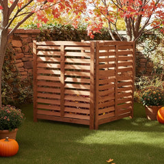 3-Panel Outdoor Air Conditioner Fence 3-Section Outdoor Wooden Screen, Outside Wood Privacy Fence, 32" W x 38" H
