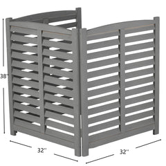 3-Panel Outdoor Air Conditioner Fence 3-Section Outdoor Wooden Screen, Outside Wood Privacy Fence, 32" W x 38" H